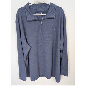 New Men’s VINEYARD VINES Saltwater Quarter Zip Deep Bay Blue Zip - Size 3XL